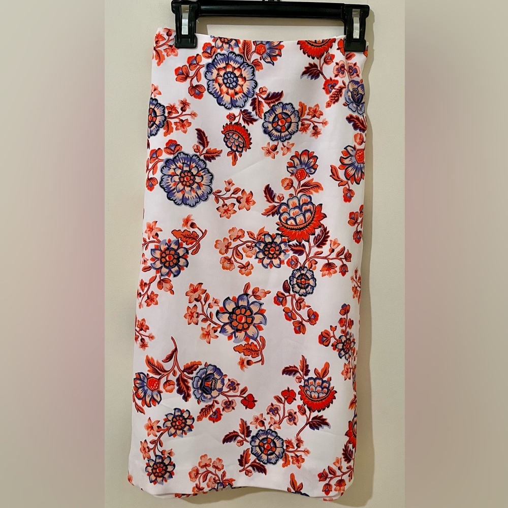 Ann Taylor Floral Skirt in White and Orange